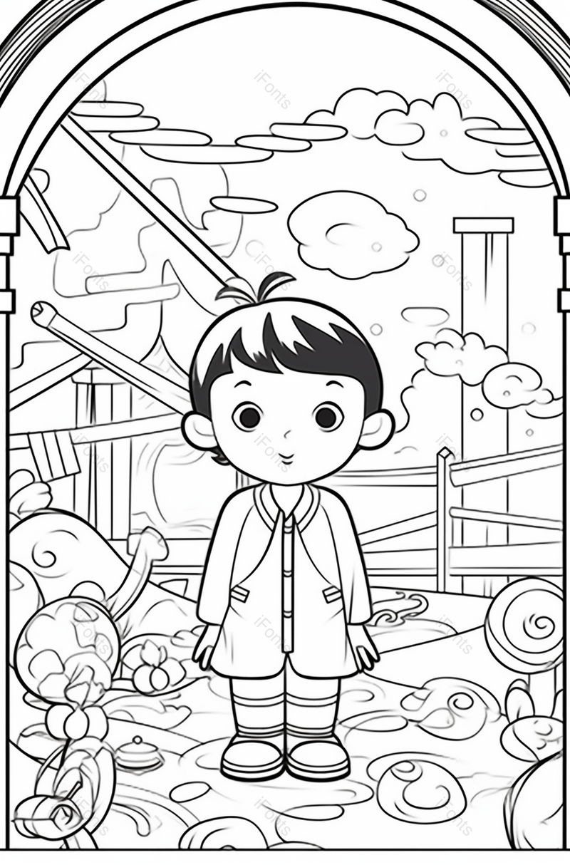 拱门建筑可爱孩子儿童学习上色线稿,插画/手绘图,插画/手绘图库,插画/手绘图下载,插画/手绘